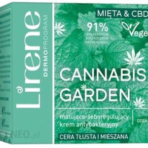 Lirene Cannabis Garden matująco-seboregulujący krem antybakteryjny na dzień Mięta & CBD 50ml